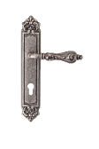 Дверная ручка на планке Val de Fiori мод. Наполи (серебро античное) под цилиндр